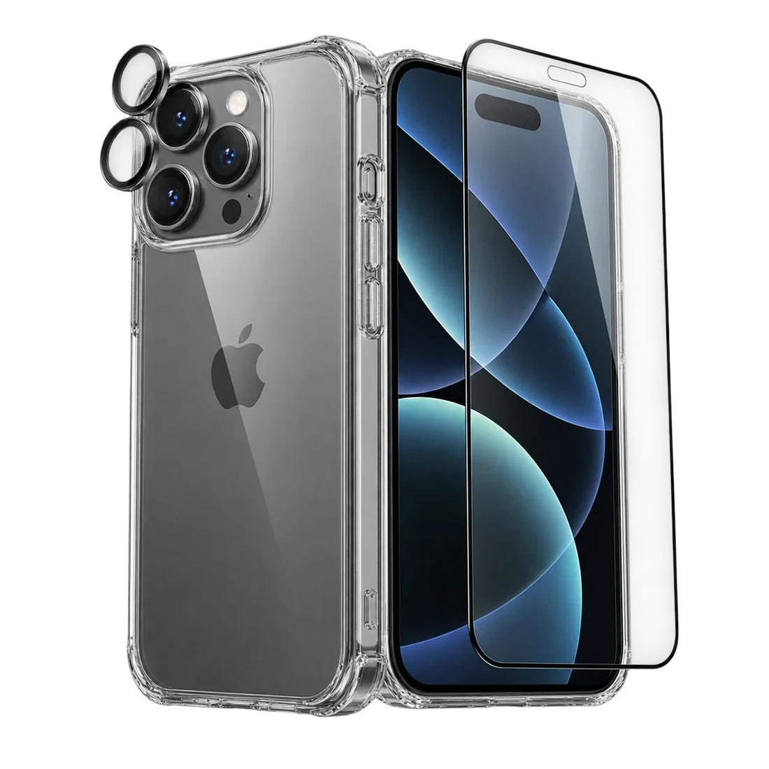 Funda transparente y vidrio templado para celular